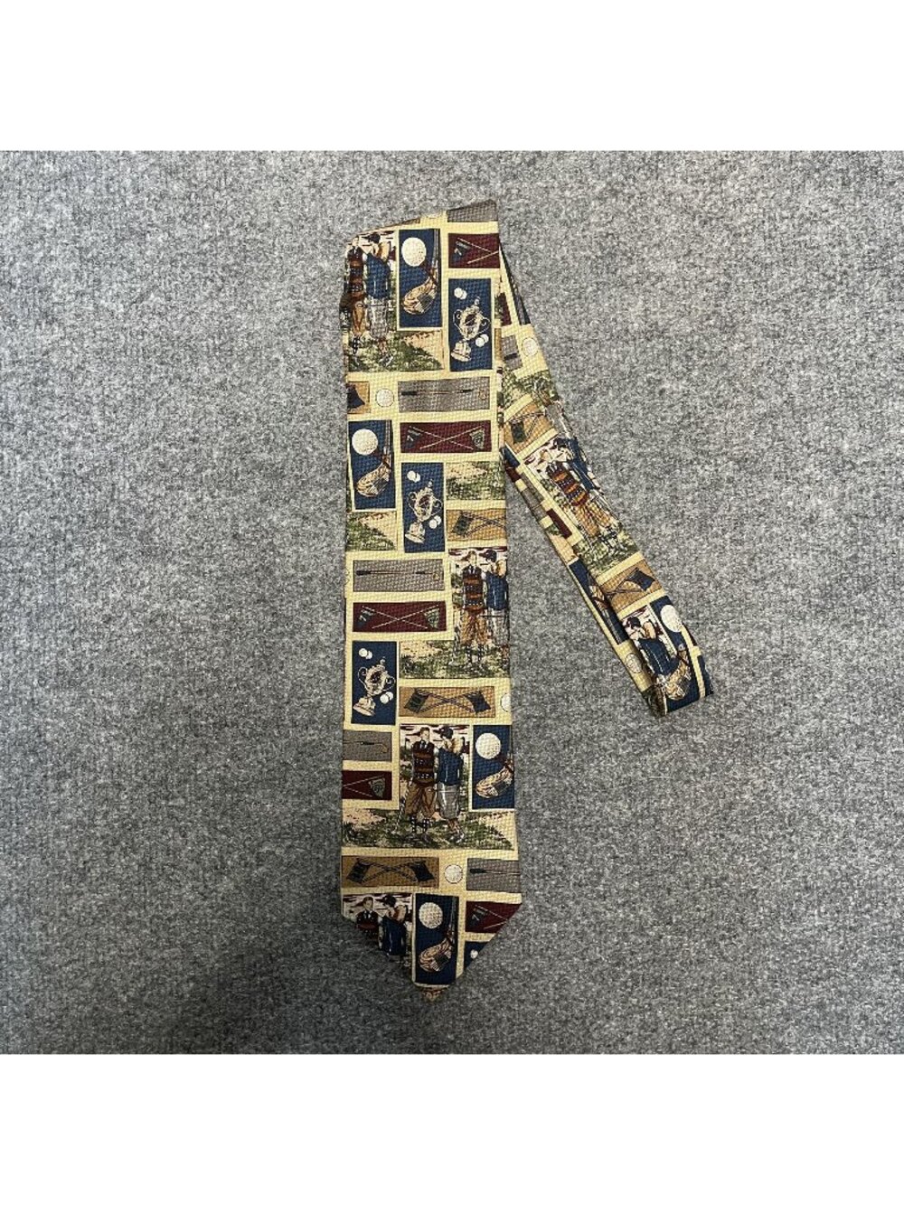 Robert Stock Golf Theme Mens Silk Tie Handmade Multicolor Sports Vintage
